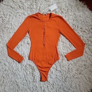 Mistress Rocks Elysium Orange Rib Jersey Bodysuit - XS - New NWT. MSRP $59 ✨️💫